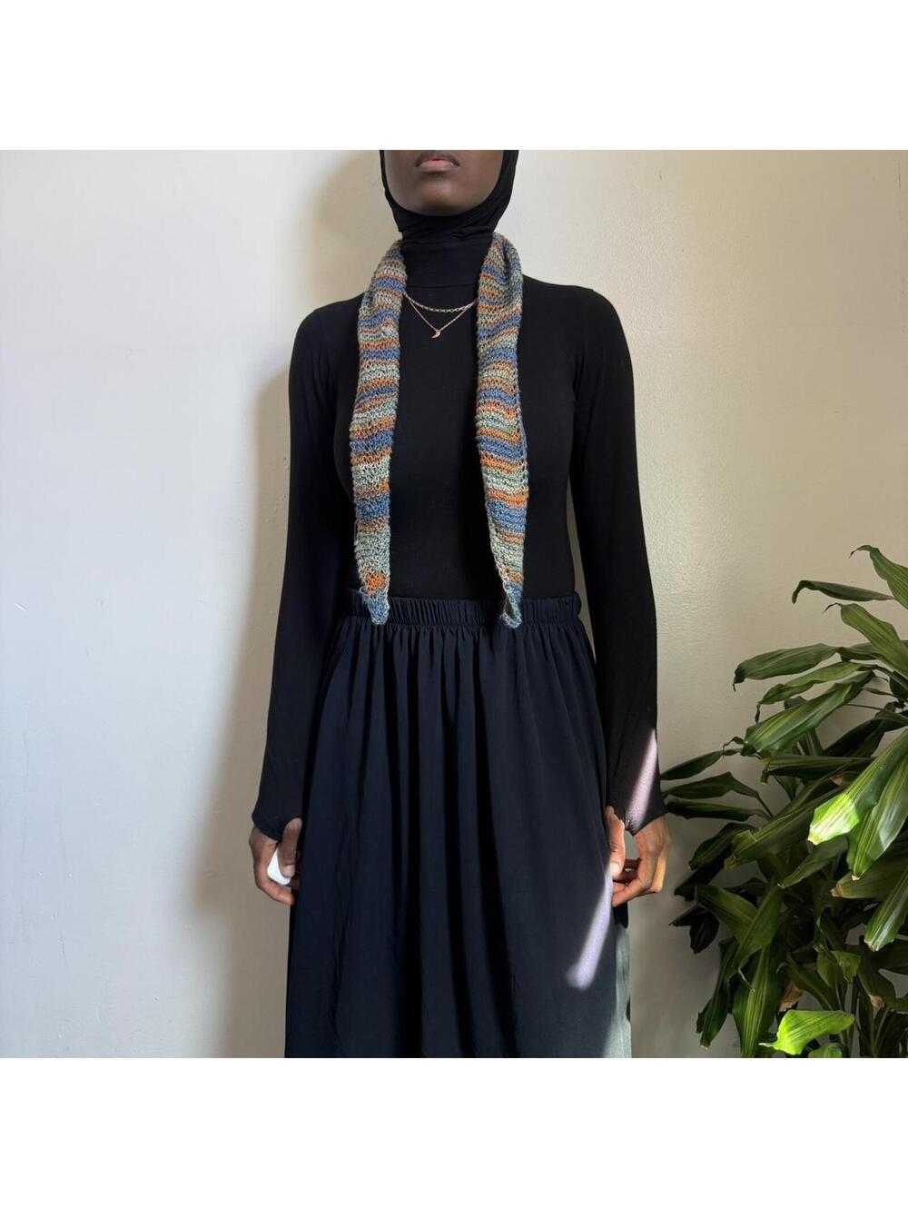 Earthy Multi-Way Crochet Skinny Scarf / Bandana
